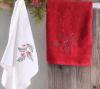 Χριστουγεννιάτικες Πετσέτες Σετ (2 Τεμ) Γκι Λευκό-Κόκκινο Rythmos Home